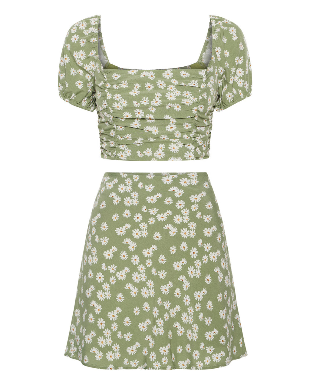 Sage Floral Top & Skirt Set